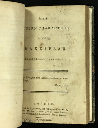 Item #17789020 The Modern Characters from Shakespear alphabetically arranged. [BOUND WITH: The...