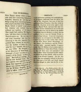 Peter Langtoft's Chronicle (as illustrated and improv'd by Robert of Brunne) from the death of Cadwalader to the end of K.Edward the First's Reign. Complete in 2 Vols, constituting Vols III & IV of the Works of Thomas Hearne. Including also: [1] A roll concerning Glastonbury Abbey, being a survey of all the estates belonging to that house at the dissolution, taken by King Hen. the Eighth's order and for his use. [2] An account of the hospital of St. Mary Magdalen near Scroby in Nottinghamshire, by John Slacke, master of that hospital. [3] Two tracts by an anonymous author ; the first relating to Conquest in Somersetshire, the second concerning Stone-henge.