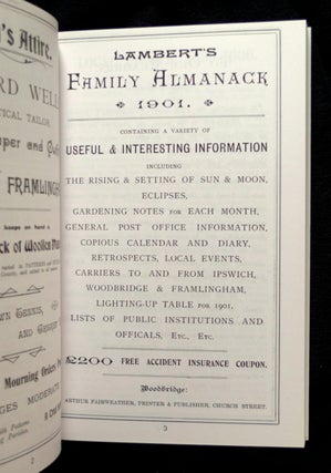 Lambert's Family Almanack 1901: with local events of the year 1900, in Framlingham, Saxmundham, Woodbridge, Wickham Market, Halesworth, Southwold, Aldeburgh, Leiston.