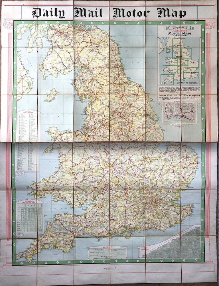 Item #19209040 Daily Mail Milestone Motor Map: England: North Section and South Section together in slipcase. The Daily Mail: supplied and, George Philip, Son.