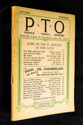 Item #19394120 People Topics Opinions / PTO / P.T.O. Vol. 1. No.3, September 1939. Brightest...