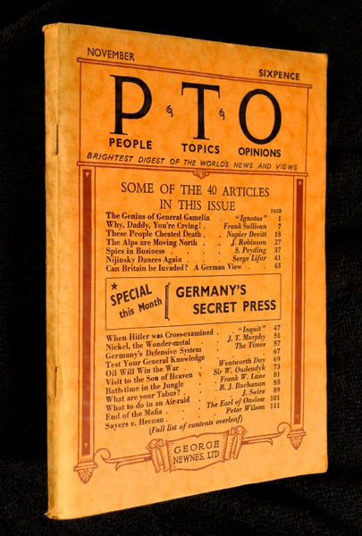 Item #19394121 People Topics Opinions / PTO / P.T.O. Vol. 1. No.5, November 1939. Brightest Digest of the World's News and Views. Frank Whitaker.