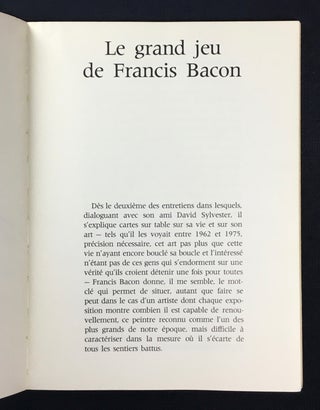 Francis Bacon: Oeuvres Recentes. Galerie Claude Bernard - Paris 1977. [Signed by Bacon]