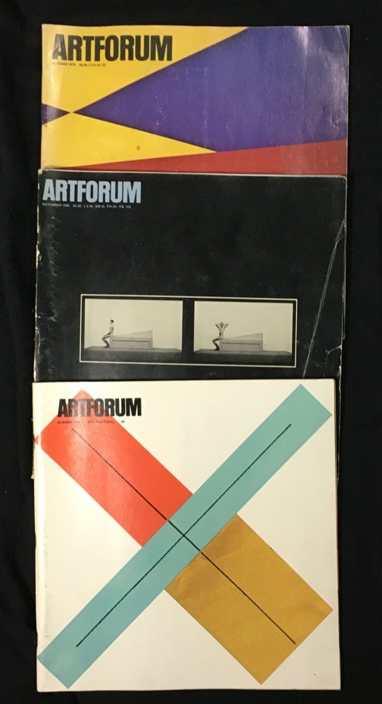 Item #19789010 Artforum: 3 odd issues (can split): 1978 October. Vol XVII No.2, David Diao cover; 1980 November. Vol XIX No.3, Scott Burton cover; 1982 Summer (June). Vol XX No.10, Robert Mangold cover.