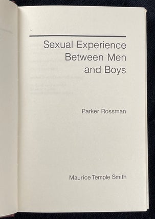Sexual Experience between Men and Boys.