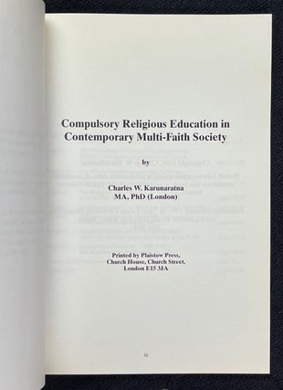 Compulsory Religious Education in Contemporary Multi-Faith Society.