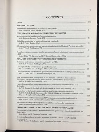 Spectrophotometry, Luminescence and Colour; Science and Compliance. Analytical Spectroscopy Library - Volume 6. Papers presented at the second joint meeting of the UV Spectrometry Group of the UK and the Council for Optical Radiation Measurements of the USA, Rindge, New Hampshire, USA, June 20-23, 1994.